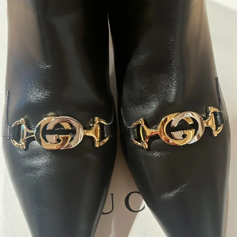 Gucci Kitten heel ankle boots Black womens 41-1/2 almost new!!!! authentic - Picture 6 of 10